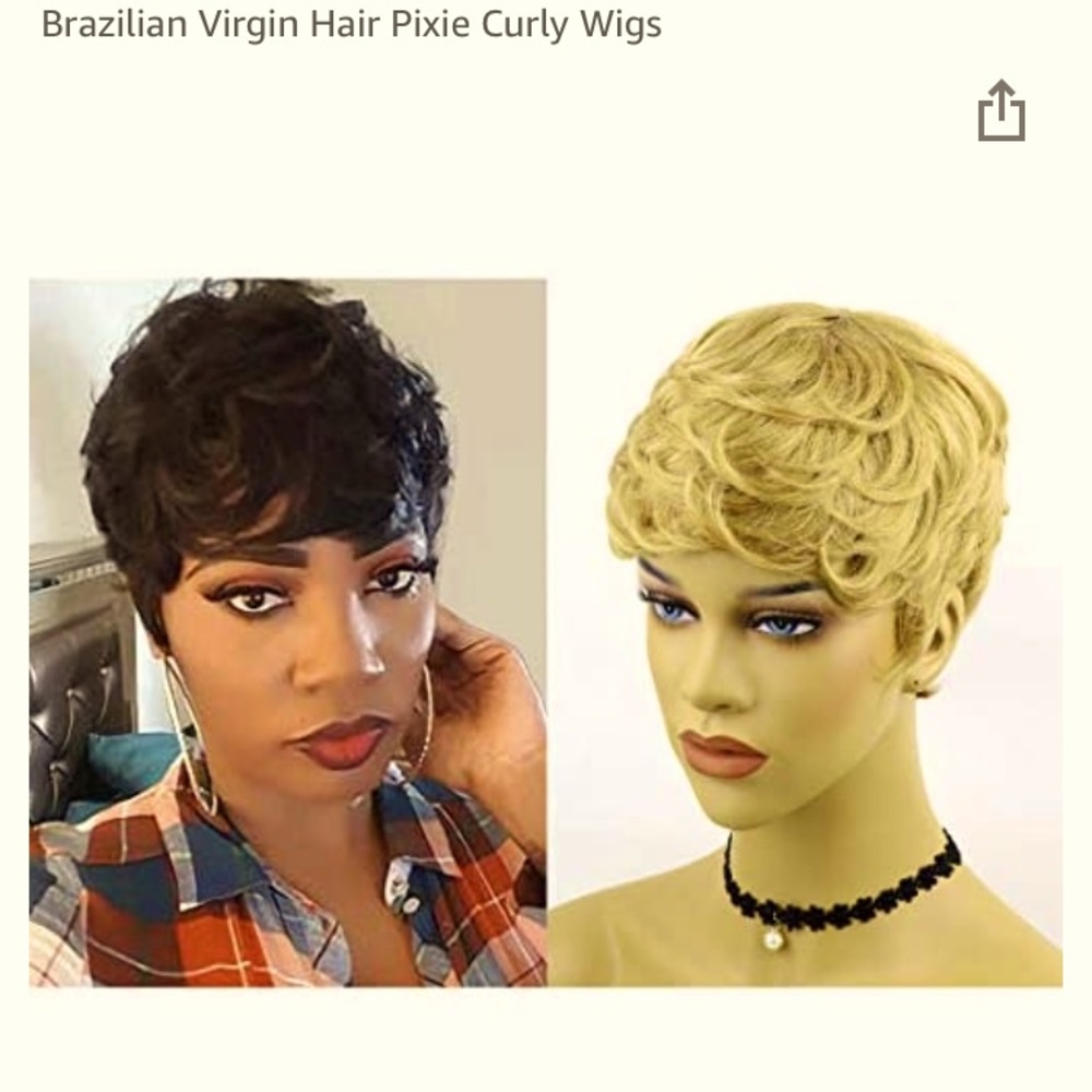 Human hair blonde pixie wig